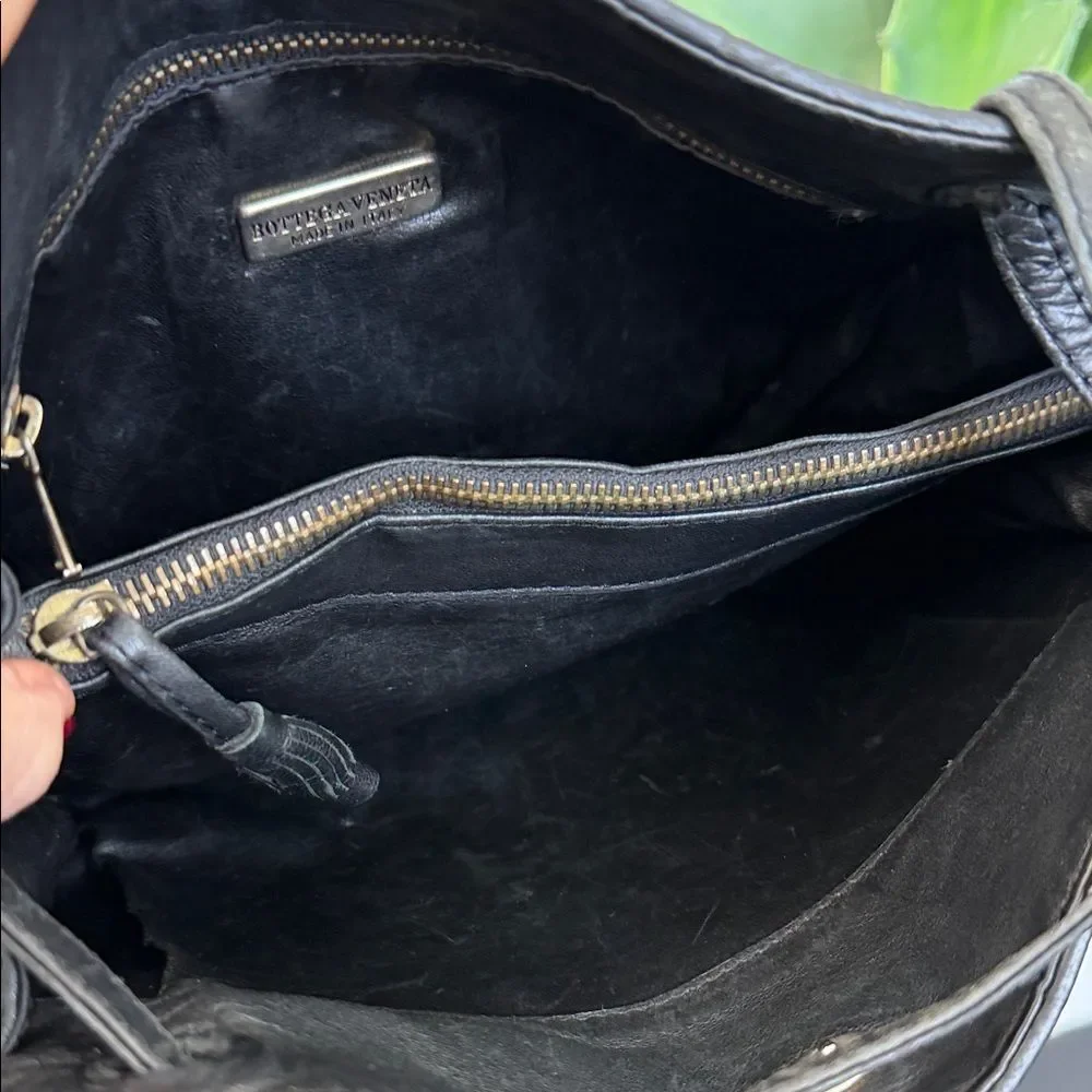 Bottega Veneta Black Intrecciato Leather Shoulder Bag